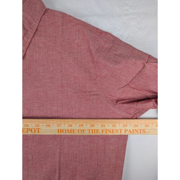Jachs Shirt Mens Large Red Heritage Chambray Noho Short Sleeve Button-Down NWT - Picture 4 of 10